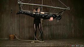 bound busty milf in latex?