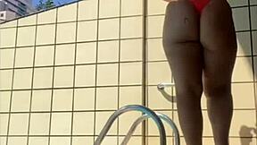 Neighbor invites me poolside flashing my swollen eager pussy?