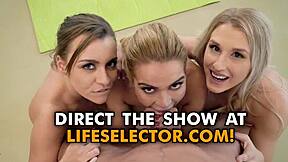 GYMSLUTS IN WILD BLONDE BRUNETTE FOURSOME - BENT COWGIRL DOGGY POV RIDE!