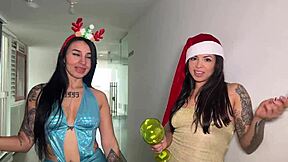 Christmas Fuck Surprise! Best Friend's Anal Plug Leads to Face Cum