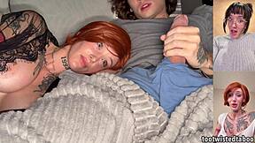 step mom calls step aunt before bustin step son jerkin off hard