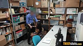 busty ebony teen thief gets punished fucked hard by perv officer at work