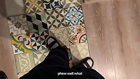 Escort slut creampied after condom breaks inside