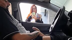 Amateur Redhead Masturbates Riskily On Public Street Car
