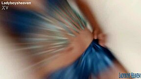 Thai ladyboy Pinky teases cock solo, craving your gaze?