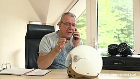 Old boss deepthroats horny teen secretary on office desk