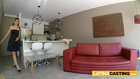 latin teen bombshell 18+ slurps n rides cock at hardcore casting