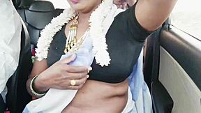 indian bhabi teases tits in car with telugu dirty talk romance