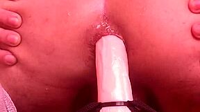 argentinian babe rides huge anal dildo deep in assfucking toy masturbation