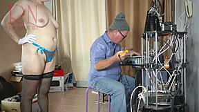 stupid engineer punishes submissive naked maid cleaning office with hardcore domination