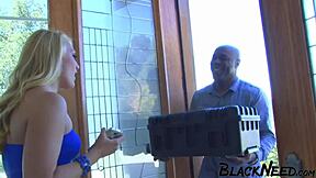 Will this blonde model's juicy fat ass survive monster BBC rough anal pounding?
