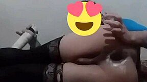 Sofiblack slut rips ass gaping dildo orgasm heels spread