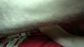 amateur colombian stepdaughter takes ANAL CREAMPIE spooning on bed legs spread wide
