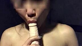 asian wife masturbates hard with dildo vibrator in gym shower