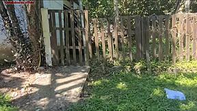 shower fails so towel wife calls farmhand pays with wild backyard sex