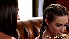 busty milf's pussy devoured by cute teen babe in lesbian mommy action