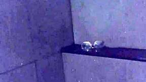 asian wife masturbates hard with dildo vibrator in gym shower