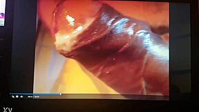 She casually reveals her giant throbbing shemale cock for everyone to see