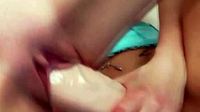 Dominant Lesbian Straddles and Pounds Submissive with Massive Strapon Ride