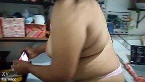 Curvy latina brunette fingers chubby pussy on webcam call