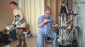 stupid engineer punishes submissive naked maid cleaning office with hardcore domination