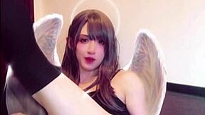 hey cute japanese ladyboy with pussy masturbates on cam while fucking ass