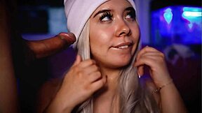 SEXY BLONDE GAGS DEEP ON COCK BEFORE FAT ASS POUNDING!