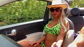 monika fox rips clothes and strips naked for public car drive!