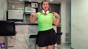 Latina milf stepmom gym outfit big tits bounce as she rides my monster cock to creampie