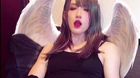 hey cute japanese ladyboy with pussy masturbates on cam while fucking ass