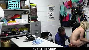 Young Blonde Thief Caught Stealing Gets Punished with Huge Cock Doggystyle