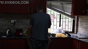 fucking my wet wife outside then ripping clothes in kitchen doggystyle