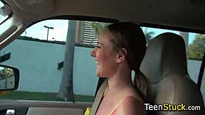 wanna see this teen flash her perky tits for a free ride stranger