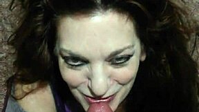 raven milf delivers sloppy lipstick blowjob ending in thick oral cumshot