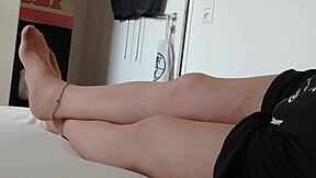 german nylon boy teases in pantyhose nightgown