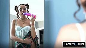 Sasha Tatcha Catches Stepdad Jerking and Rides His Cock