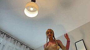 hot skinny beauty shakes massive ass in full fishnet stockings twerking wildly sexy