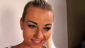 sexy blonde lucy deepthroats for messy facial cumshot