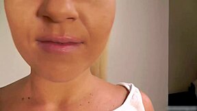 sexy blonde lucy deepthroats for messy facial cumshot