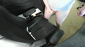 ginger teen blasts huge cum explosion on bedroom chair!