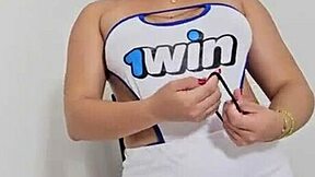 Colombian blonde Karen Sleent handjobs and footjobs stepson in bedroom cum mouth