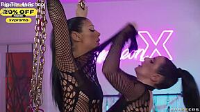 Angela White and Queenie Sateen Threesome Choke Deepthroat Cum Swap Spitting