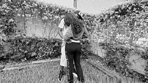 Pregnant slut deepthroats black cock outdoors then takes facial in daylight