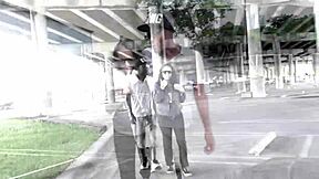 Pregnant slut deepthroats black cock outdoors then takes facial in daylight