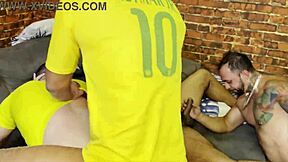 Brazilian gays celebrate World Cup with wild anal orgy group assfucking frenzy