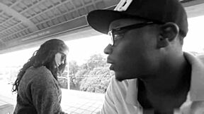 Pregnant slut deepthroats black cock outdoors then takes facial in daylight