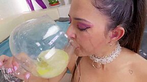 Nuria Millan recycles piss spew in brutal anal throatfuck domination