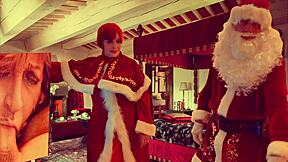 Granny Carmen's Naughty Christmas July Double Vibrator Fuck Cums Hard In Her Fat Cougar Pussy