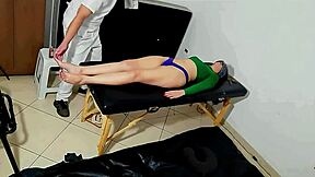 He Sucks Masseuse Feet After Bath Massage and Cums on Toes!