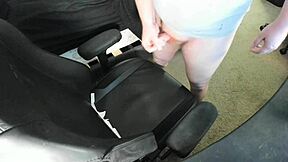 ginger teen blasts huge cum explosion on bedroom chair!